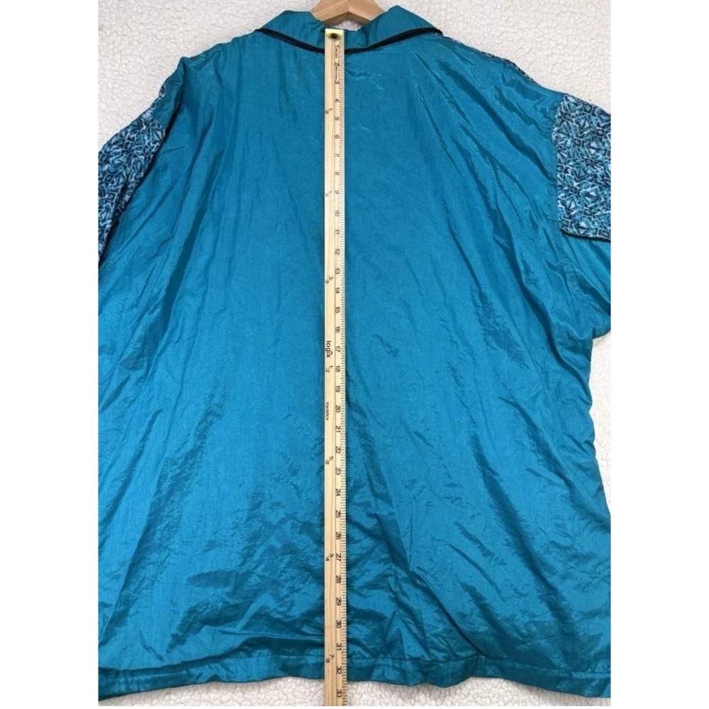 Honors Plus Size Vintage Turquoise Lined Nylon Track Full Zipper Jacket - Picture 3 of 9